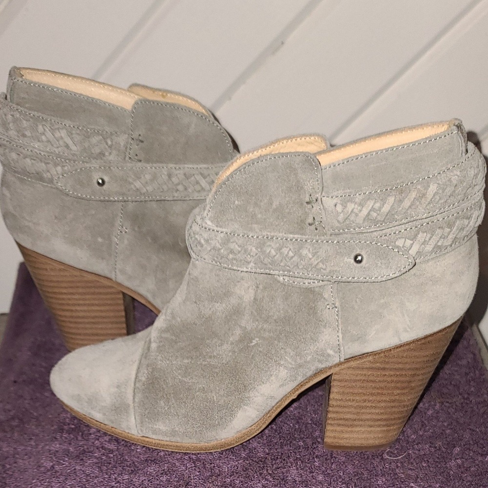 Rag & Bone Harrow Leather Booties  Cemento Suede Size: 38 1/2 (US 7.5 MSRP $525